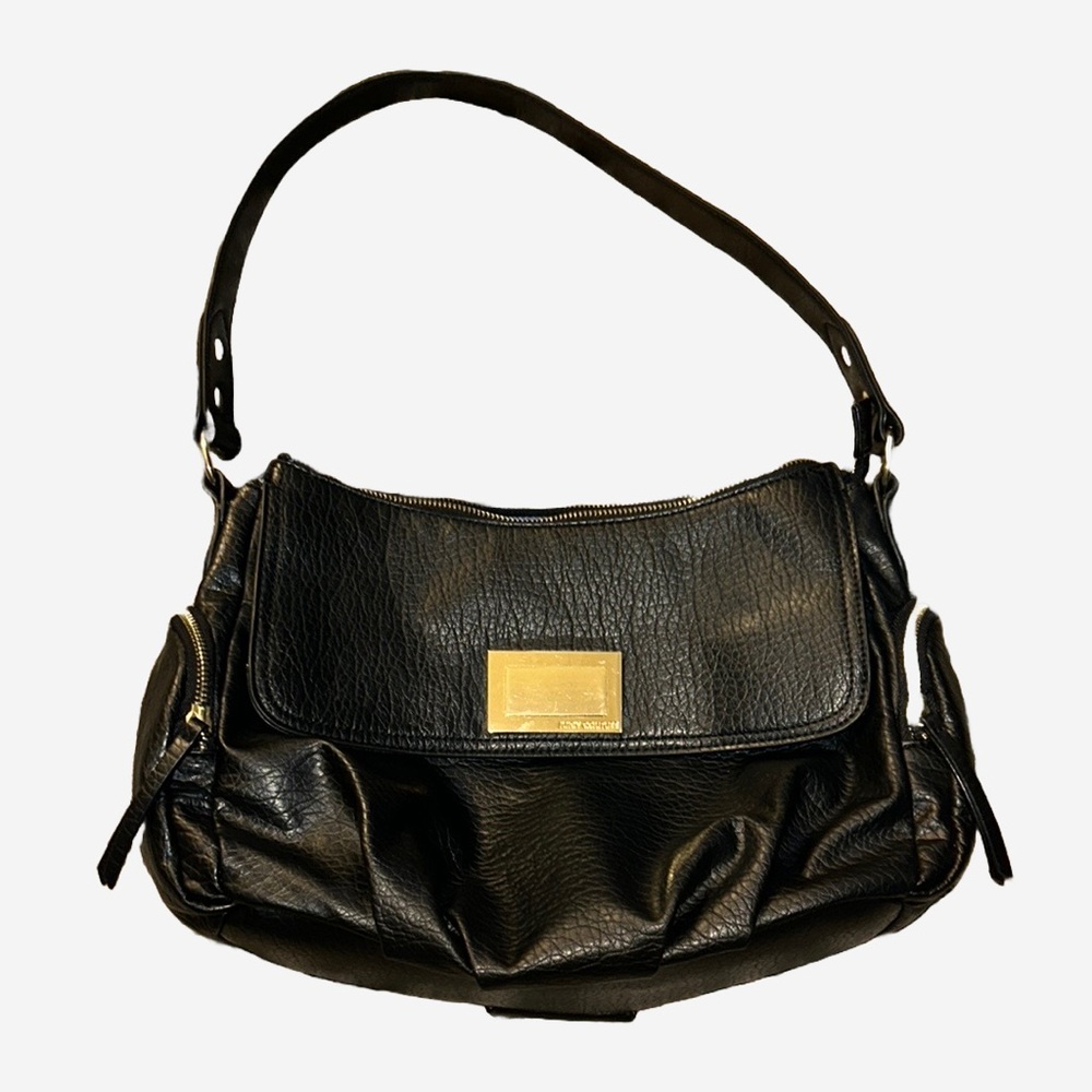 Juicy Couture Black Leather Shoulder Bag with Gold Accents